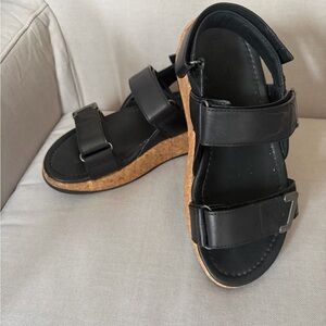 Black Cork Sandals with back straps